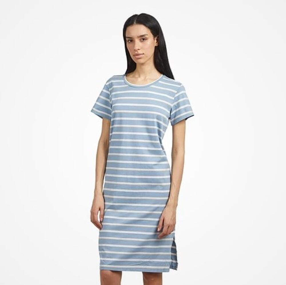Patagonia Regenerative Organic Striped Blue T-Shirt Dress XL